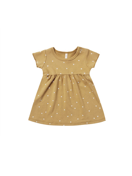 Quincy Mae Organic Short Sleeve Baby Dress Gold Star