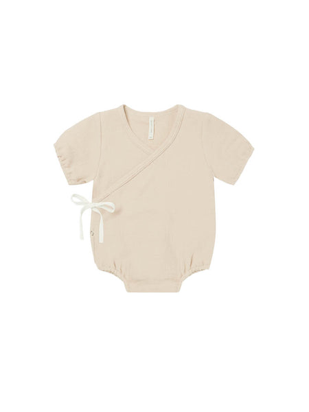 Quincy Mae Woven Wrap Romper Natural