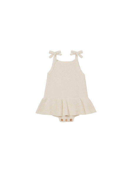 Quincy Mae Knit Ruffle Romper Natural