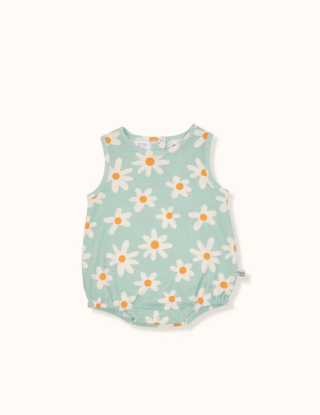 Goldie and Ace Bubble Romper Ditzy Daisy Mint