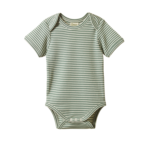 Nature Baby Short Sleeve Bodysuit Lily Pad Stripe
