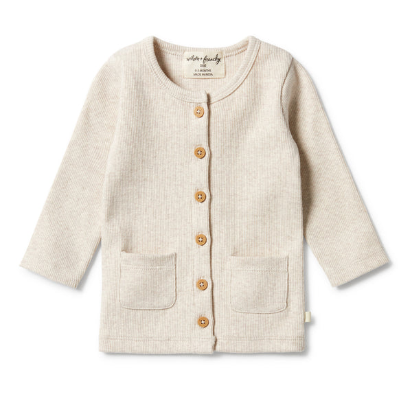 Wilson and Frenchy Organic Rib Cardigan Oatmeal Melange