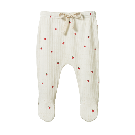 Nature Baby Pointelle Footed Pants Strawberry Fields