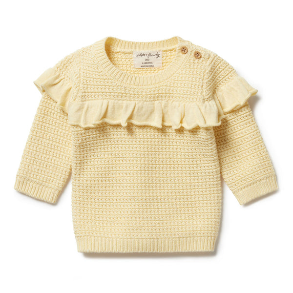 Wilson and Frenchy Knitted Ruffle Jumper Pastel Yellow