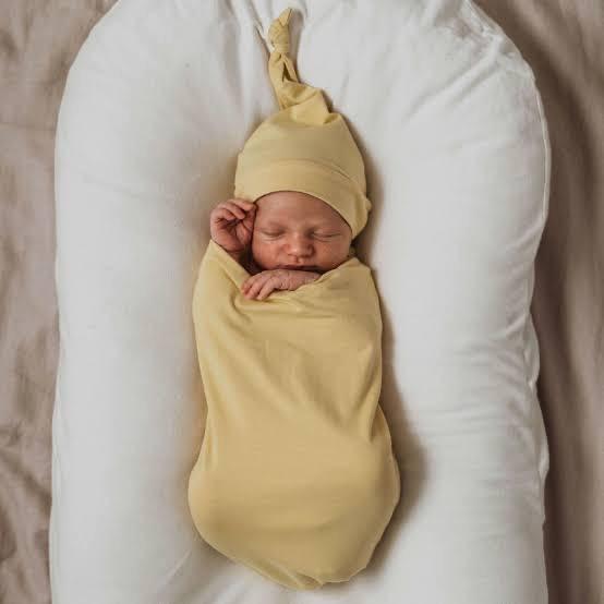 Snuggle Hunny Kids Baby Jersey Wrap and Beanie Set Gelato Yellow