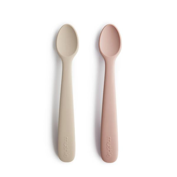 Mushie Silicone Feeding Spoons Blush / Shifting Sand