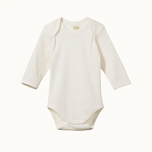 Nature Baby Pointelle Long Sleeve Bodysuit Natural